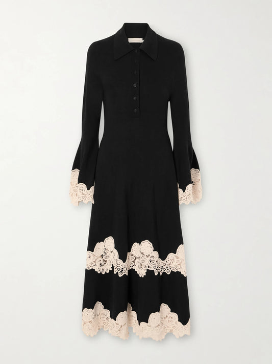 Zimmermann Valiant Lace-trimmed Merino Wool Midi Dress