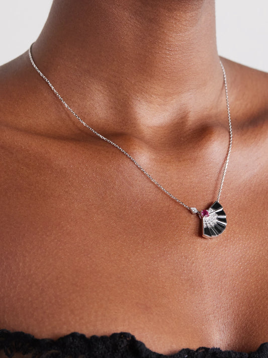 Image of Necklaces. Product name - Fanfare Symphony 18-karat White Gold Multi-stone Necklace in Multi colour by brand - Garrard