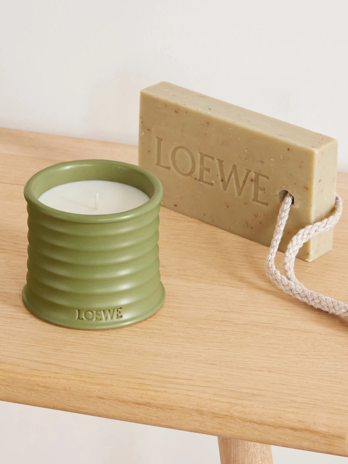Image of Perfumes & Colognes. Product name - Pistachio Small Candle, 170g in Green colour by brand - LOEWE PERFUMES
