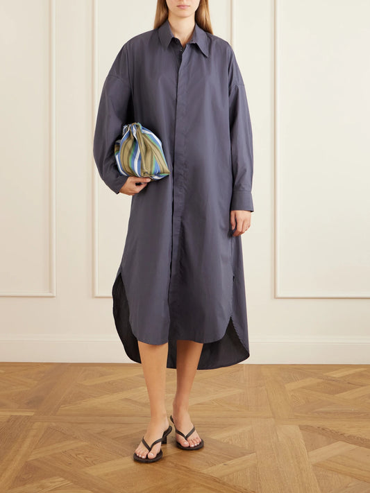 Image of Dresses. Product name - Bloom Organic Cotton Midi Dress in Dark gray colour by brand - The Frankie Shop