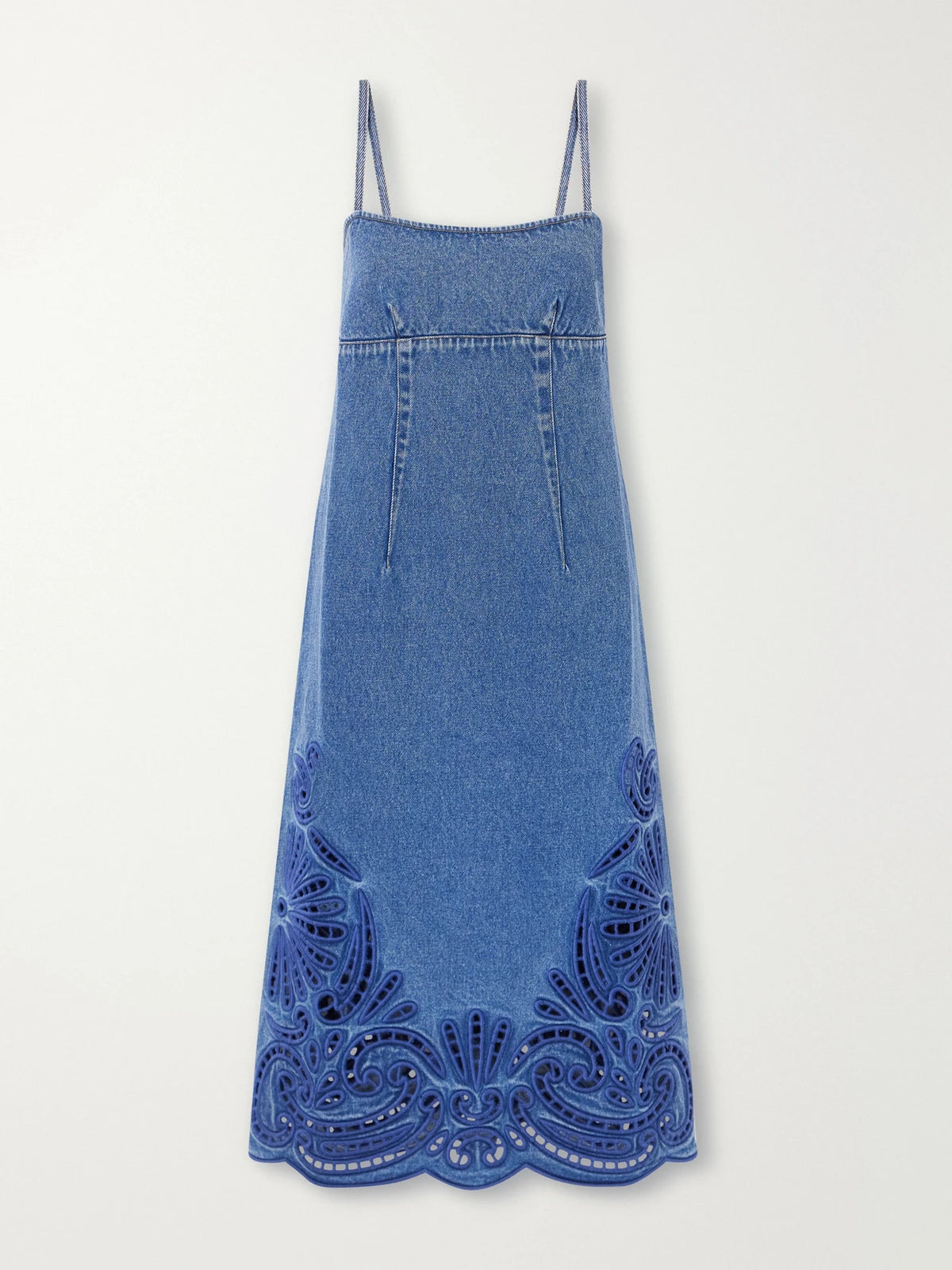 Ulla Johnson The Jane Eyelet Broderie Anglaise Denim Midi Dress
