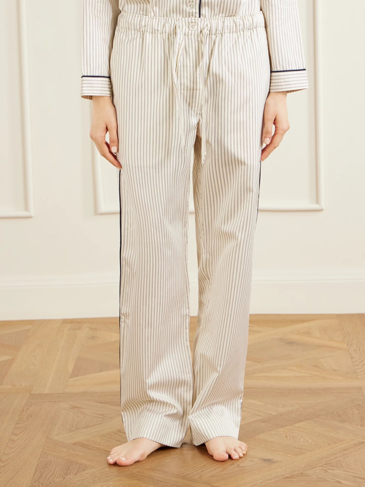 Sateen Striped Organic Cotton-poplin Pajama Pants
