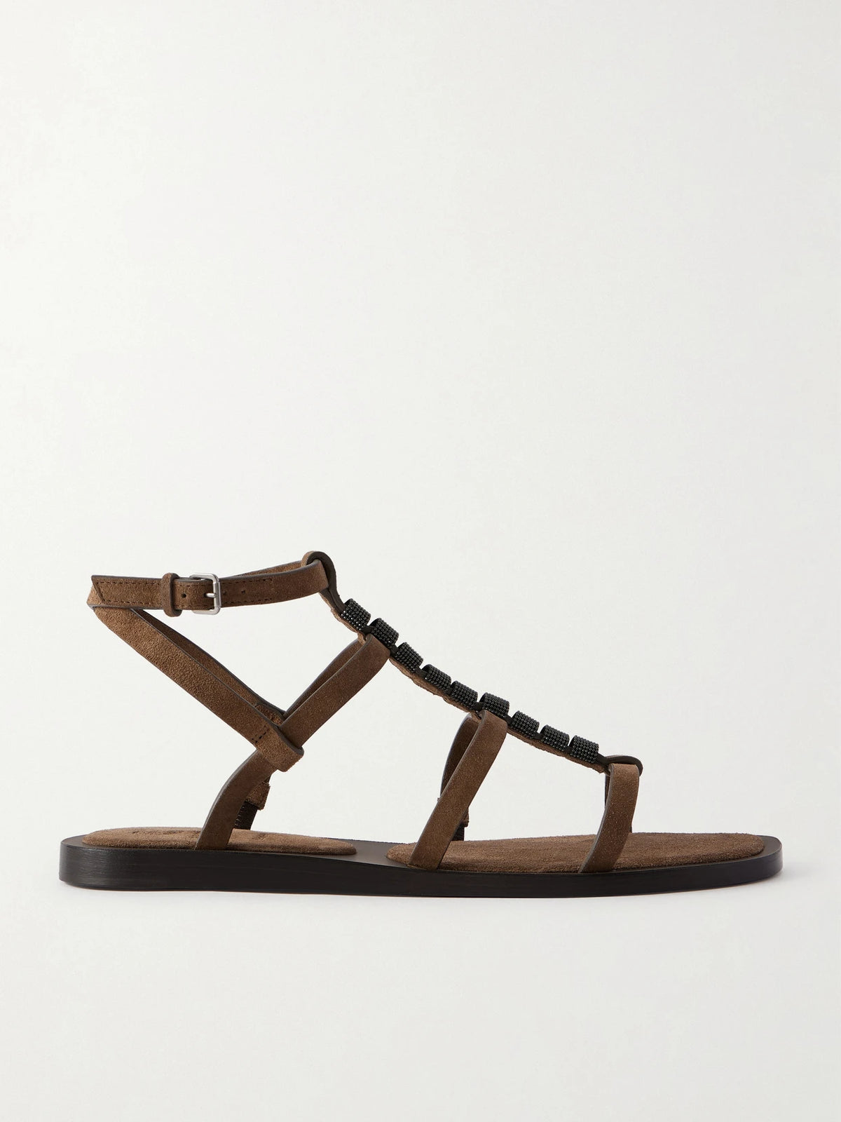 Bead-embellished Suede Slingback Sandals
