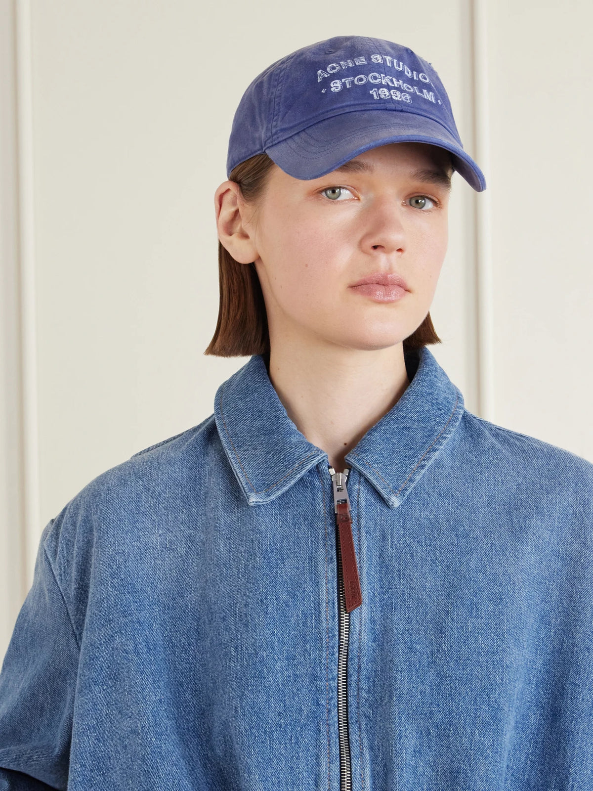 Image of Hats. Product name - Cuddy Logo-print Cotton-twill Cap in Blue colour by brand - Acne Studios