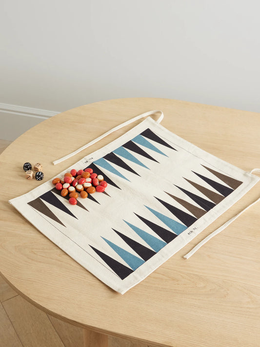 Canvas, Wood And Metal Backgammon Set