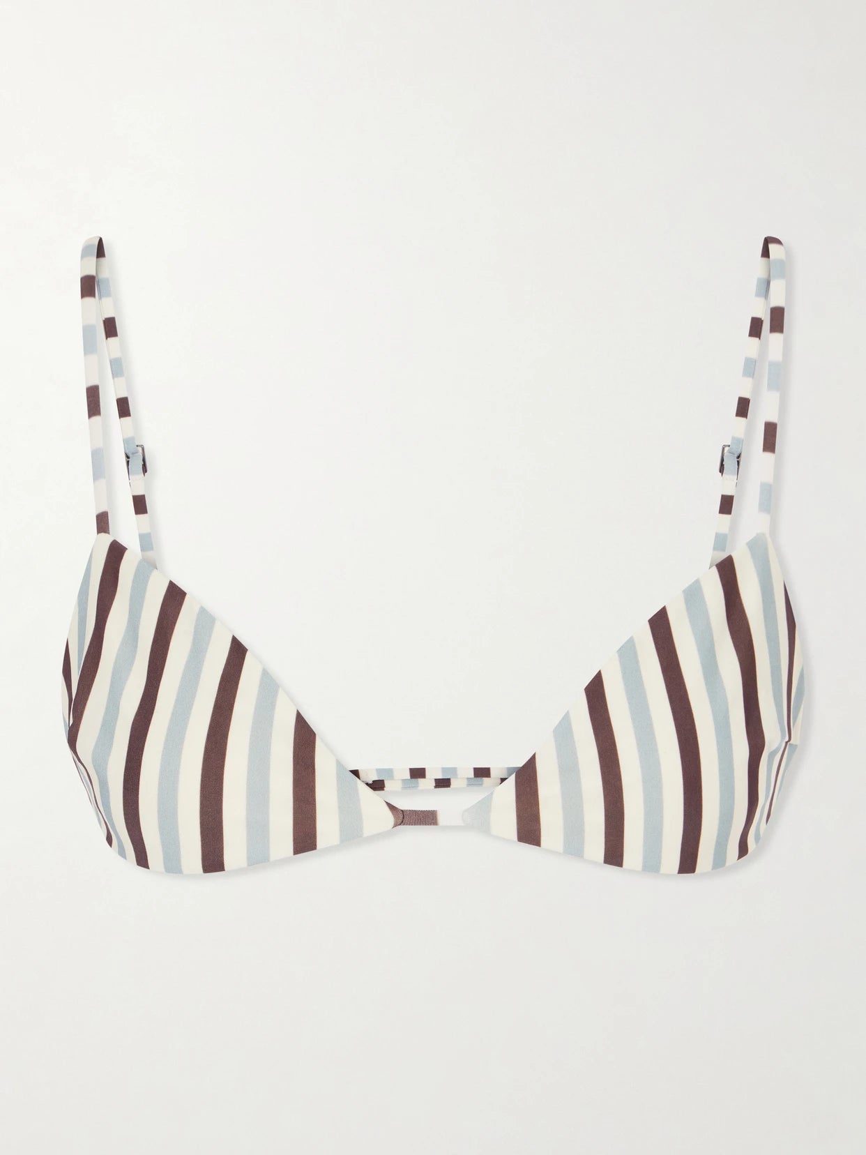 Image of Swimwear. Product name - Vitoria Striped Triangle Bikini Top in Brown colour by brand - Haight