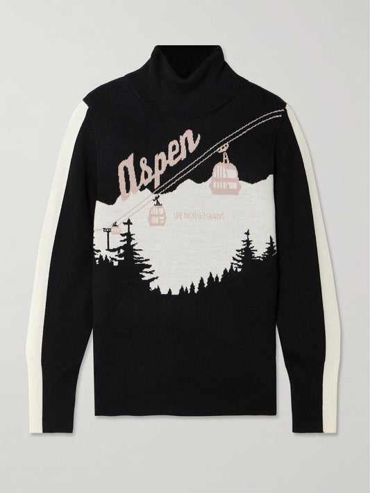 Afterski Jacquard-knit Merino Wool Turtleneck Sweater