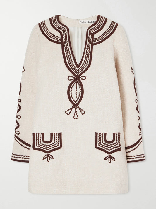 ALIX OF BOHEMIA Rosie Embroidered Cotton-bouclé Mini Dress