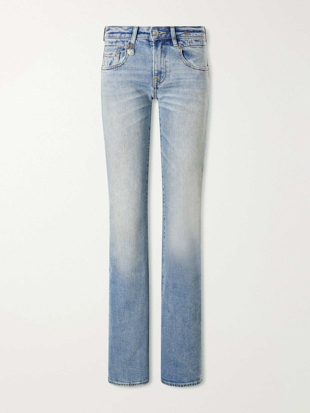 Image of Jeans. Product name - Boy Flare Low-rise Jeans in Mid denim colour by brand - R13