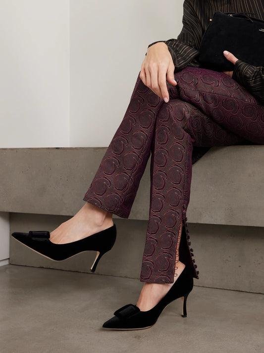 Maysale 70 Buckled Velvet Pumps