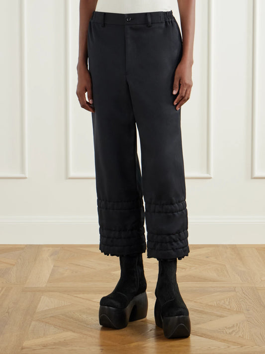 Comme des Garçons Comme des Garçons Ruffled-trimmed Twill Wide-leg Pants