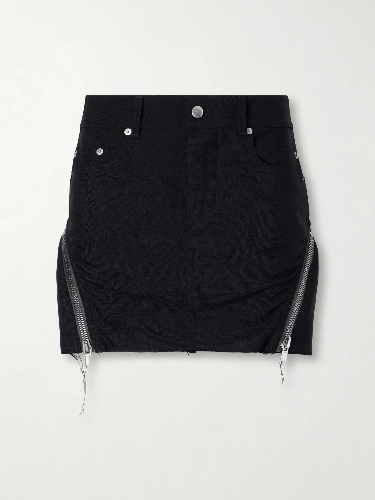Bolan Banana Frayed Wool Grain De Poudre Mini Skirt