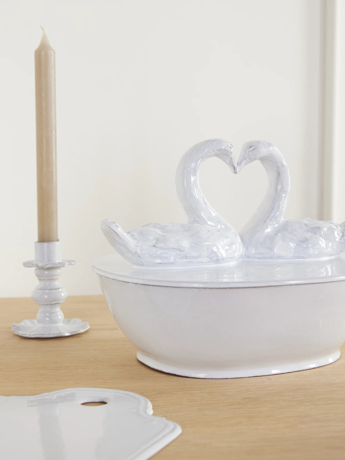 Image of Decor. Product name - Cygne Porcelain Box in White colour by brand - Astier De Villatte