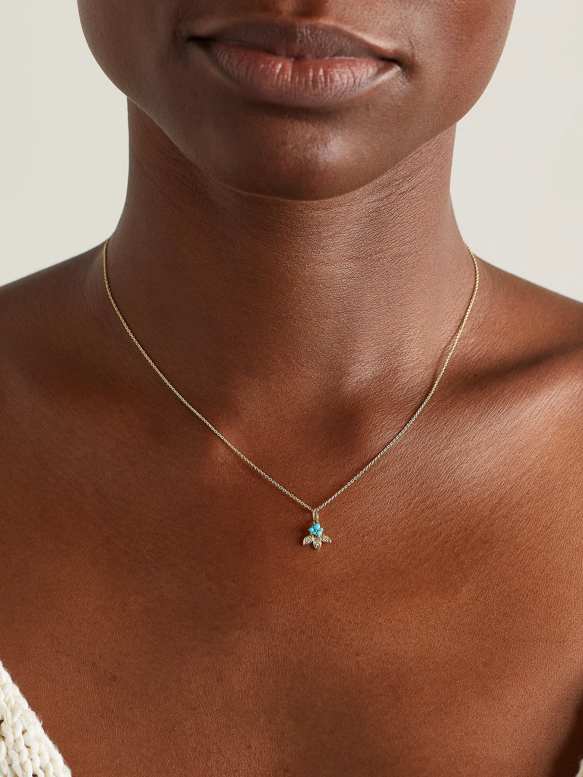 Image of Necklaces. Product name - 14-karat Gold, Turquoise And Diamond Necklace in Multi colour by brand - Sydney Evan