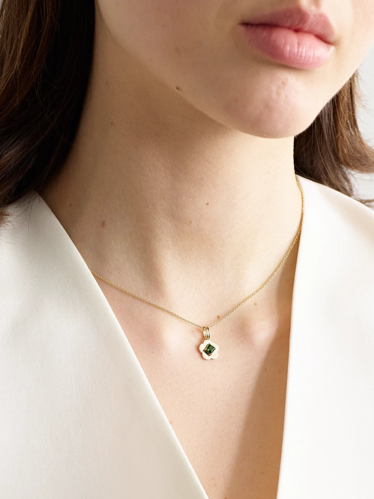 Image of Necklaces. Product name - Flower Child 14-karat Gold Chrome Diopside Necklace in Multi colour by brand - STONE AND STRAND