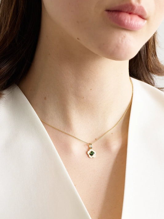 Image of Necklaces. Product name - Flower Child 14-karat Gold Chrome Diopside Necklace in Multi colour by brand - STONE AND STRAND