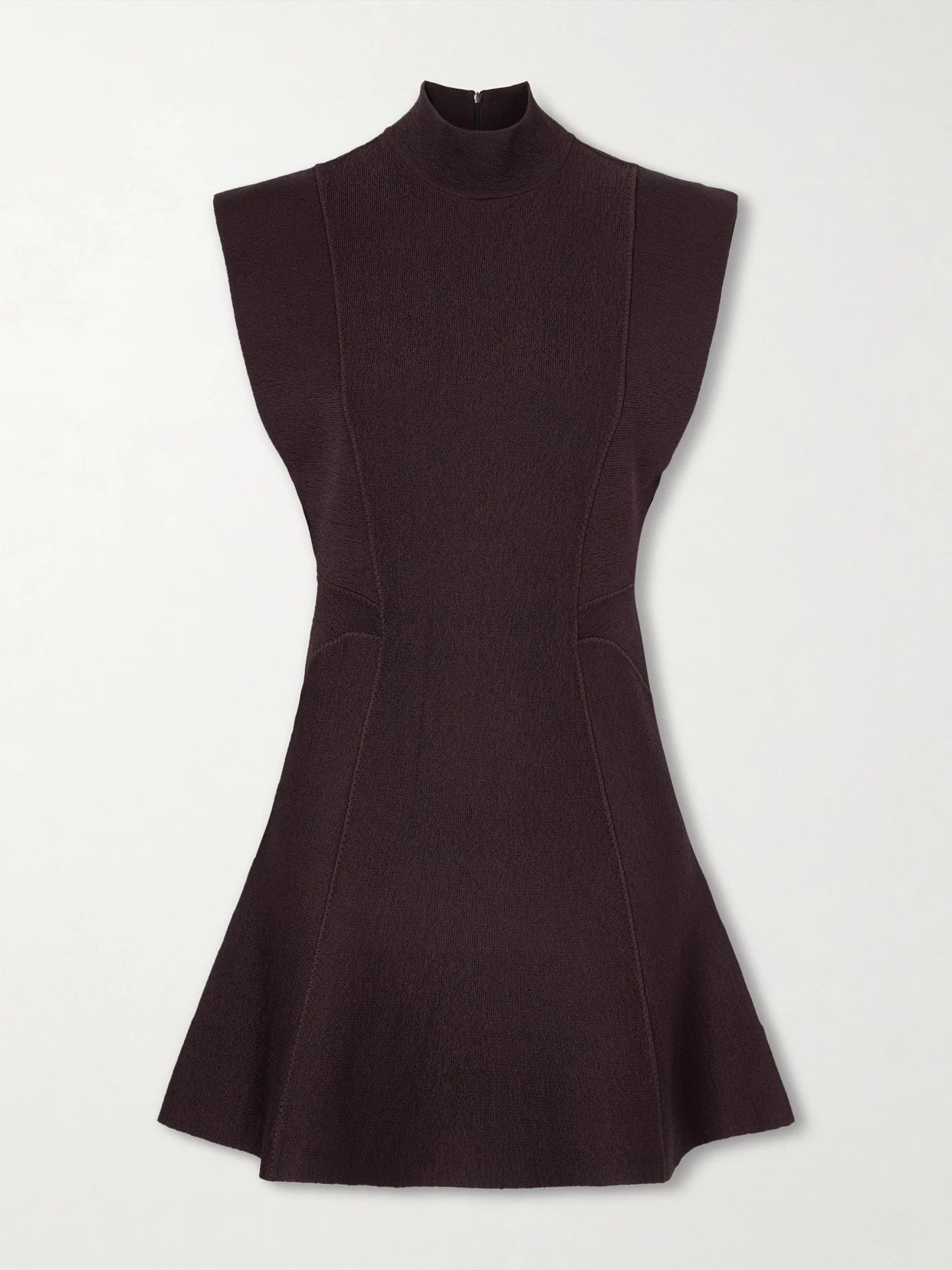 Image of Dresses. Product name - Knitted Turtleneck Mini Dress in Dark purple colour by brand - Alaïa