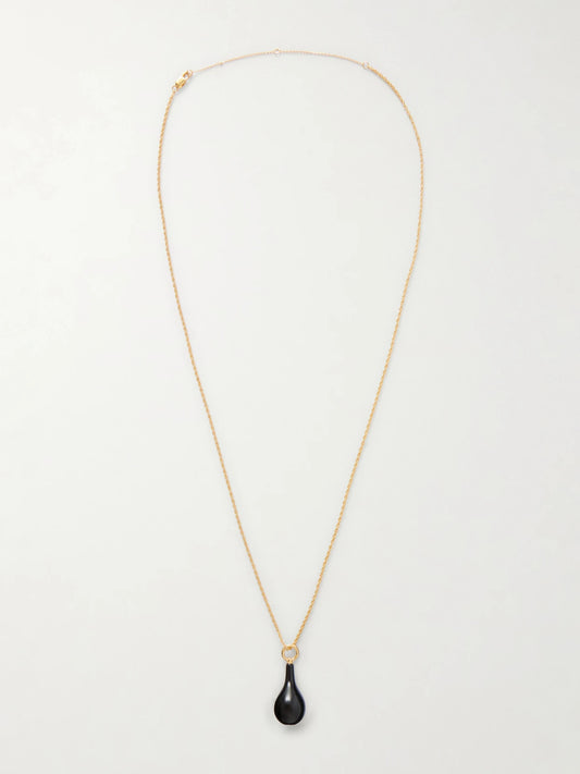 Drop Gold-plated Onyx Necklace