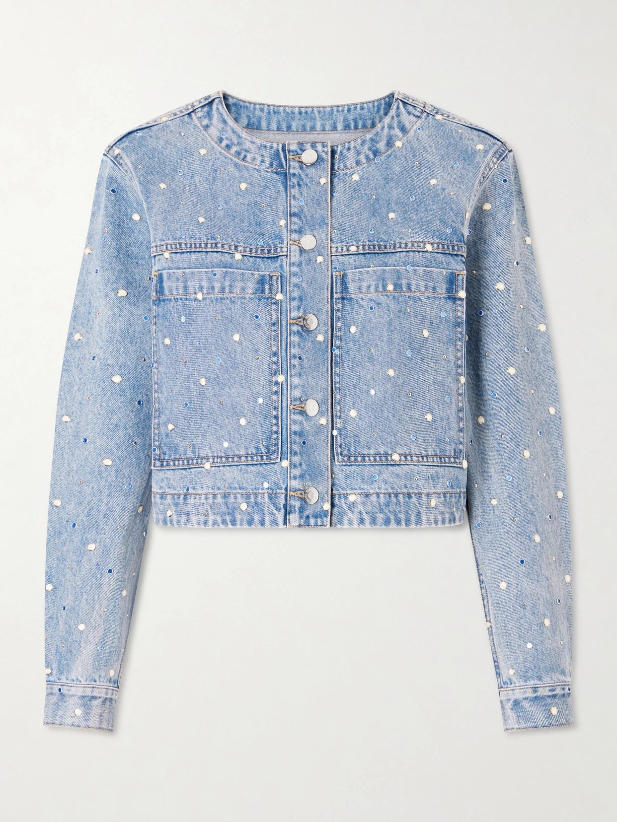 Lowry Cropped Embellished Denim Jacket
