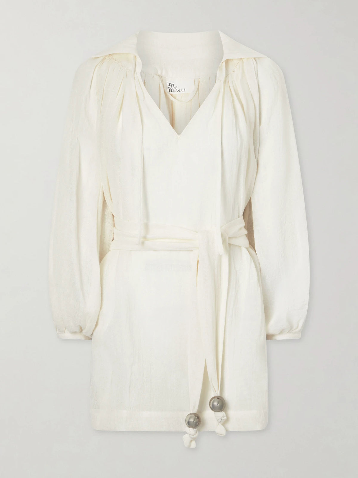 Poet Belted Linen Mini Dress