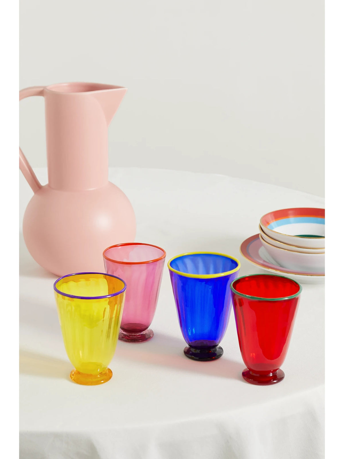 Image of Tableware. Product name - Rainbow Set Of Four Murano Glasses in Red colour by brand - La DoubleJ