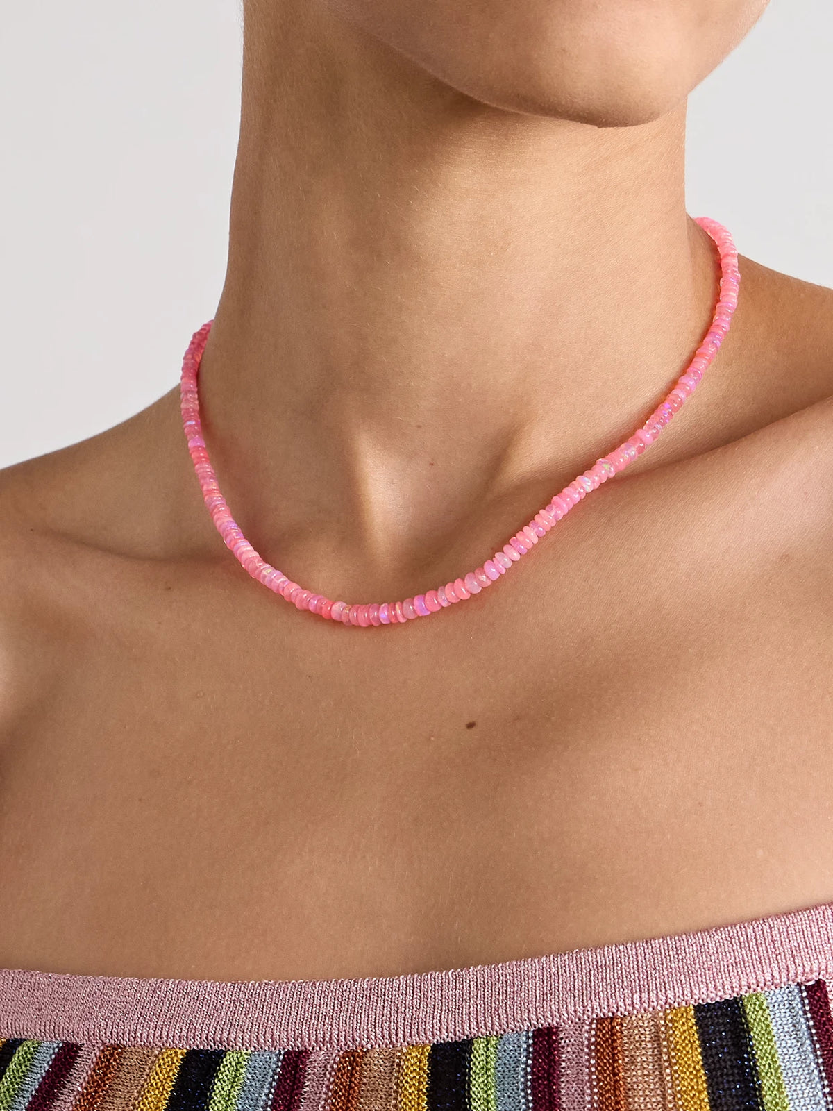 Image of Necklaces. Product name - Gold Opal Necklace in Pink colour by brand - JIA JIA