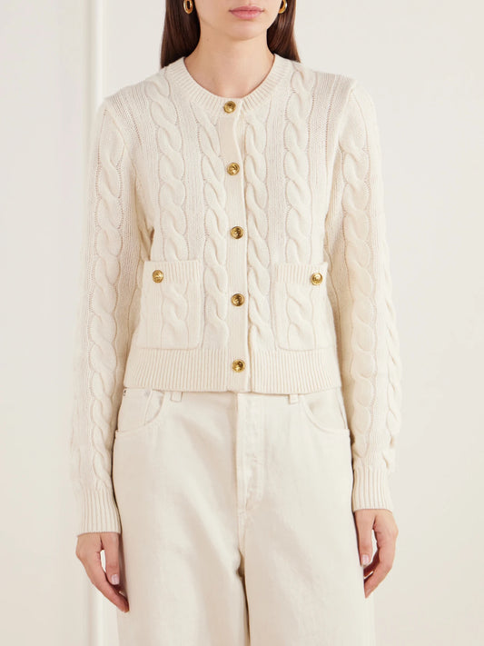 Polo Ralph Lauren Cropped Cable-knit Wool And Cashmere-blend Cardigan