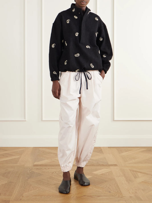 Image of Coats & Jackets. Product name - Paisley Kaza Bead-embellished Brushed-wool Jacket in Black colour by brand - Kartik Research