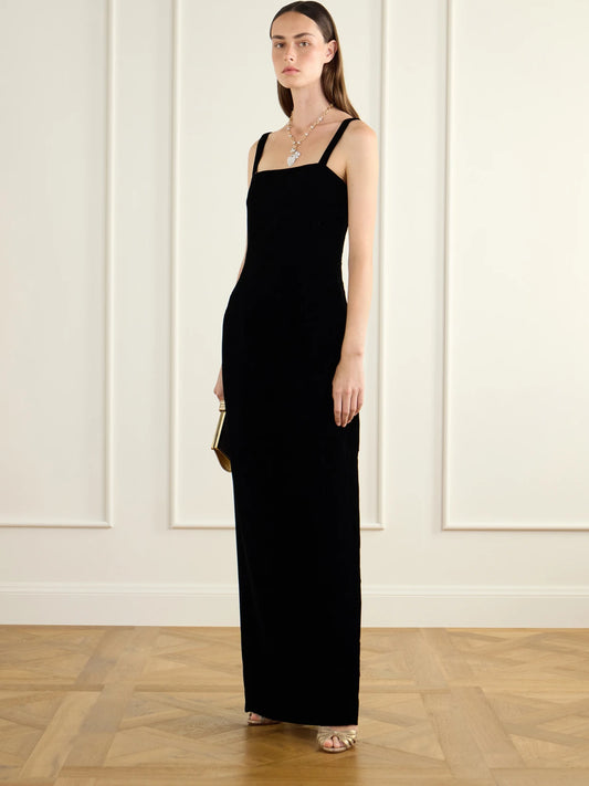 Image of Dresses. Product name - Regina Velvet Gown in Black colour by brand - Emilia Wickstead
