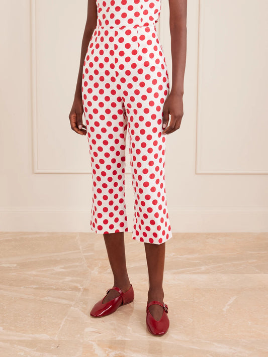 Valeria Capri Polka-dot Linen Pants