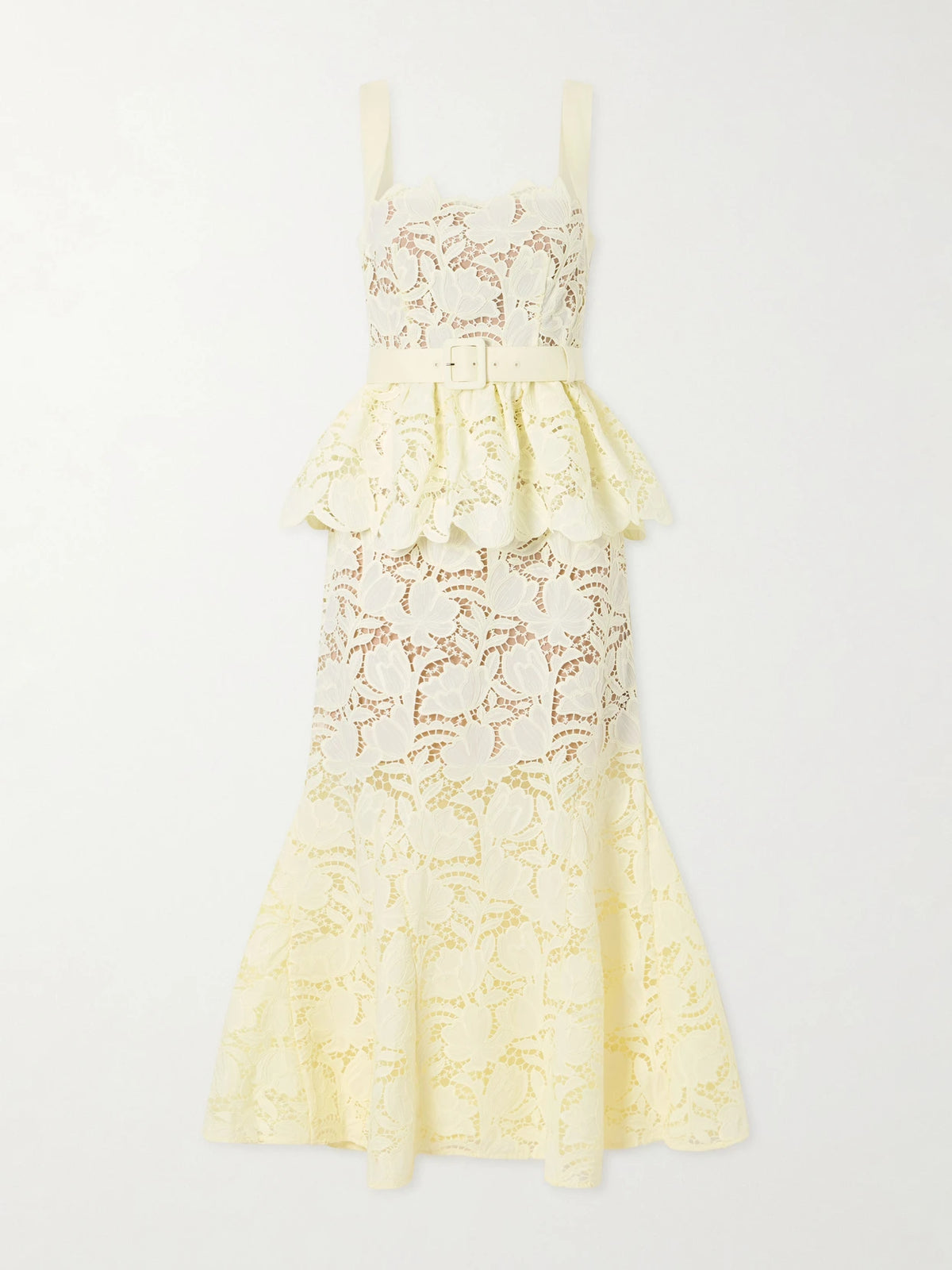 Self-Portrait Belted Lace Peplum Midi Dress