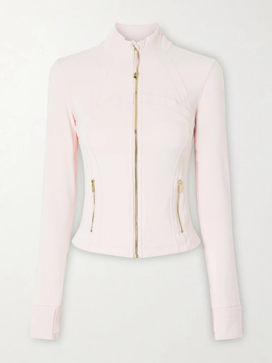 Image of Coats & Jackets. Product name - Define Cropped Nulu Jacket in Baby pink colour by brand - lululemon