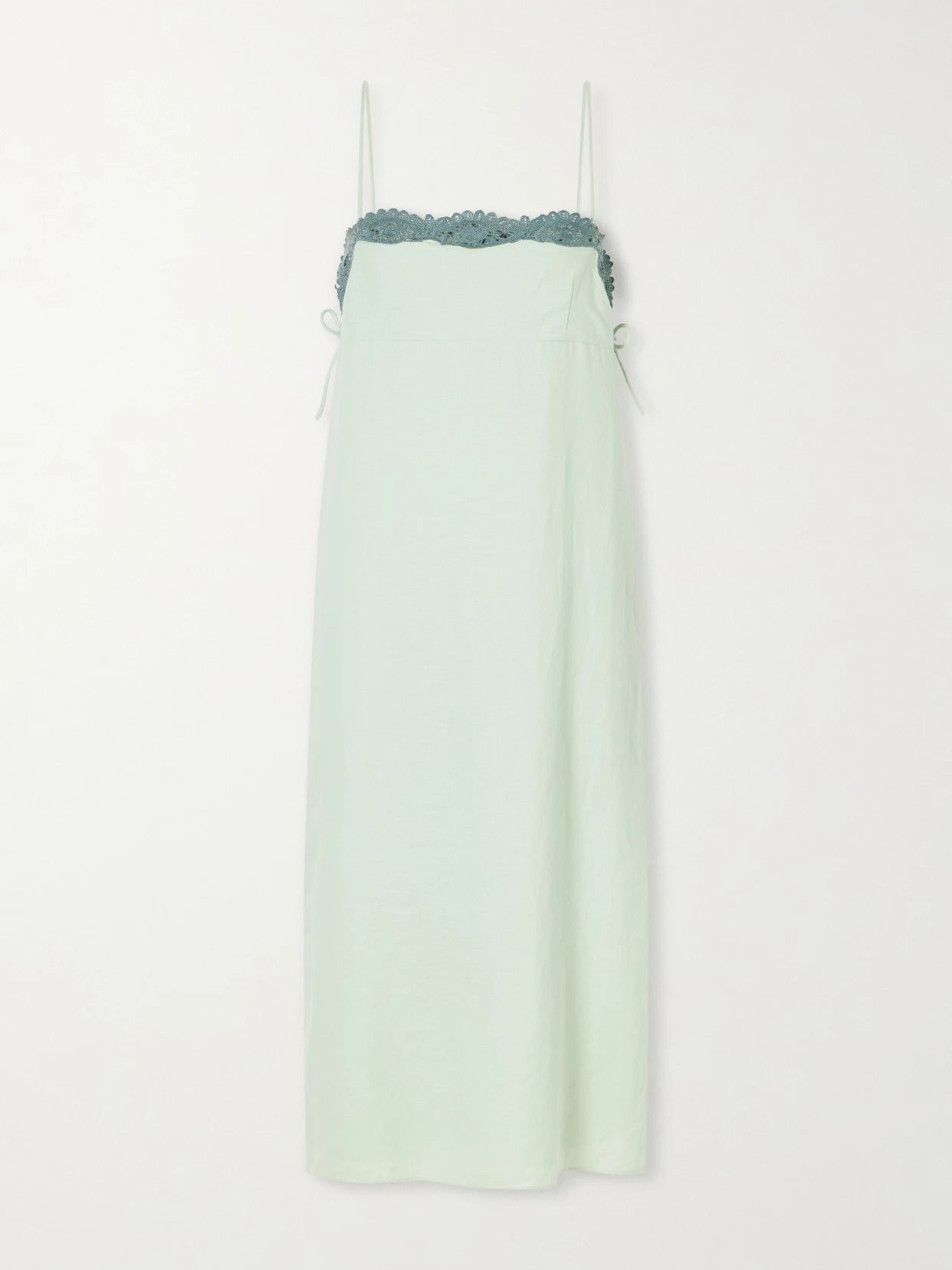 Darya Lace-trimmed Linen And Cotton-blend Midi Dress