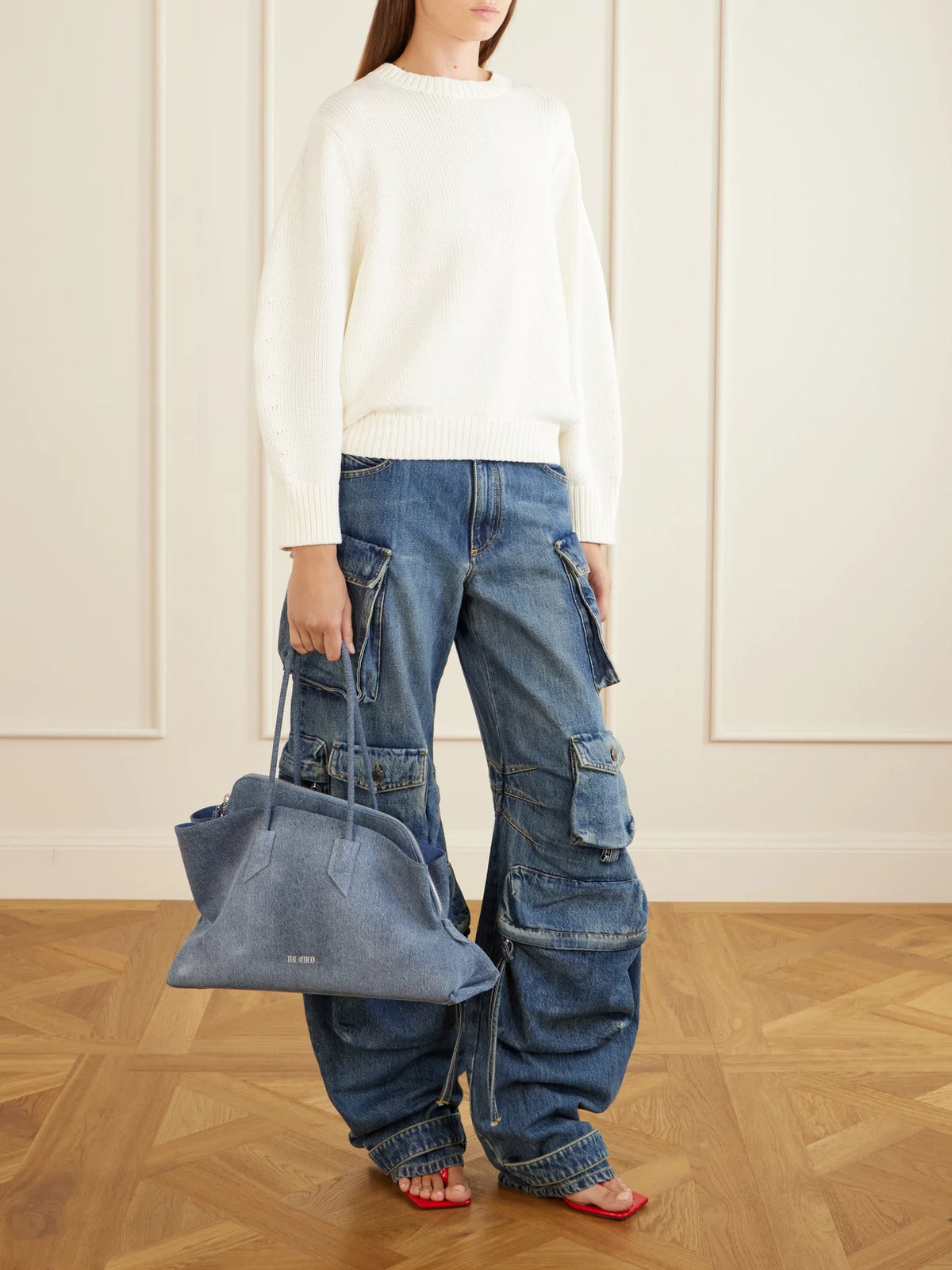 La Passegiata Medium Asymmetric Denim Shoulder Bag