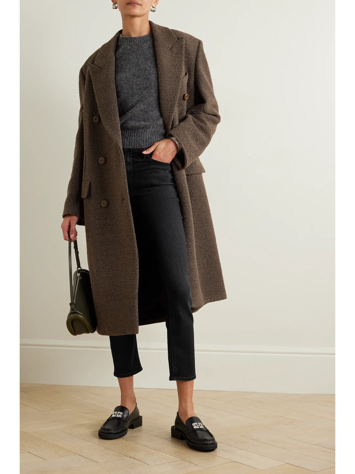 Image of Jeans. Product name - + Net Sustain The Dazzler Ankle Mid-rise Slim-leg Jeans in Black colour by brand - Mother