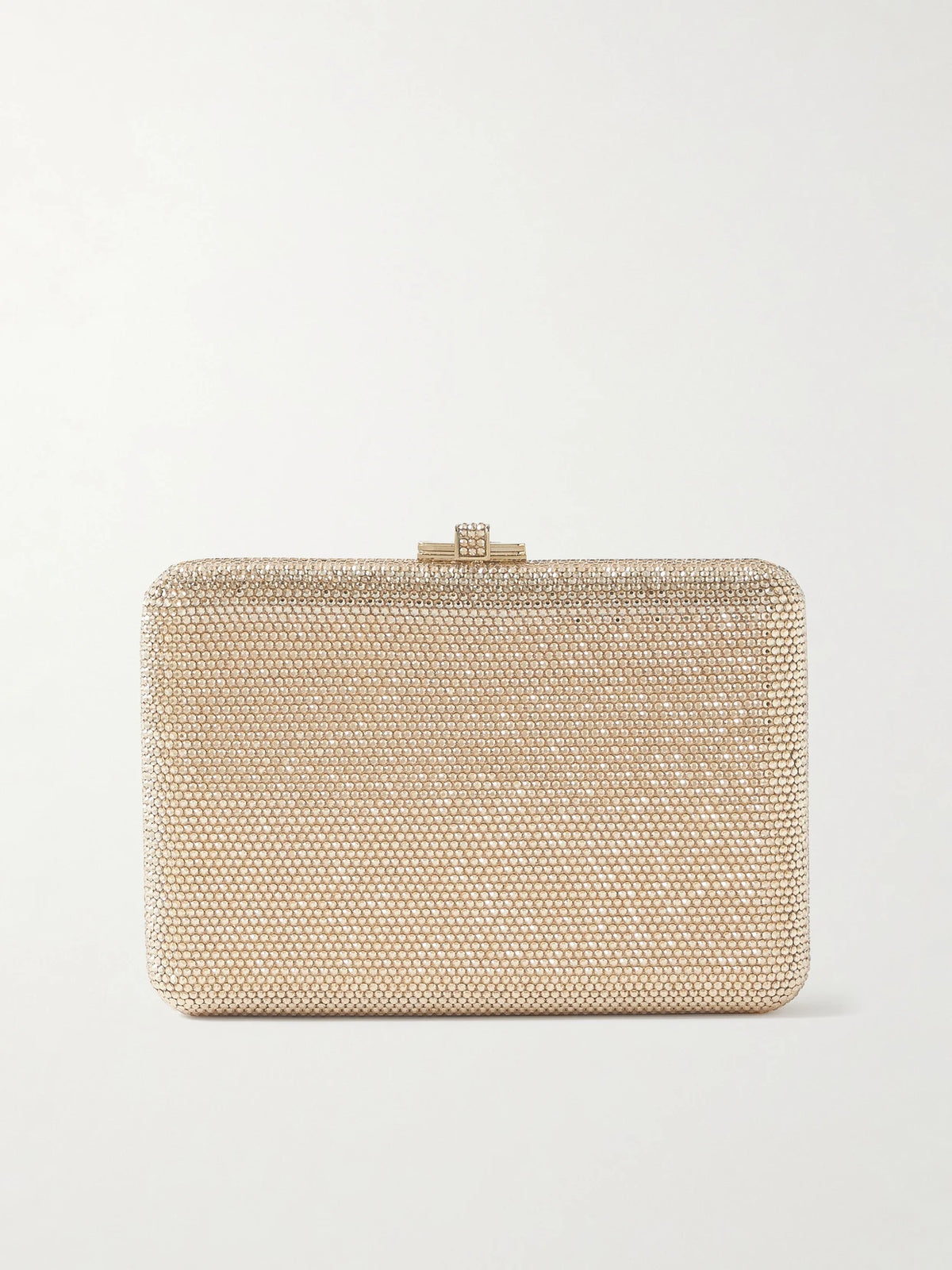 Slim Slide Crystal-embellished Gold-tone Clutch