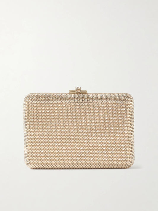 Judith Leiber Couture Slim Slide Crystal-embellished Gold-tone Clutch