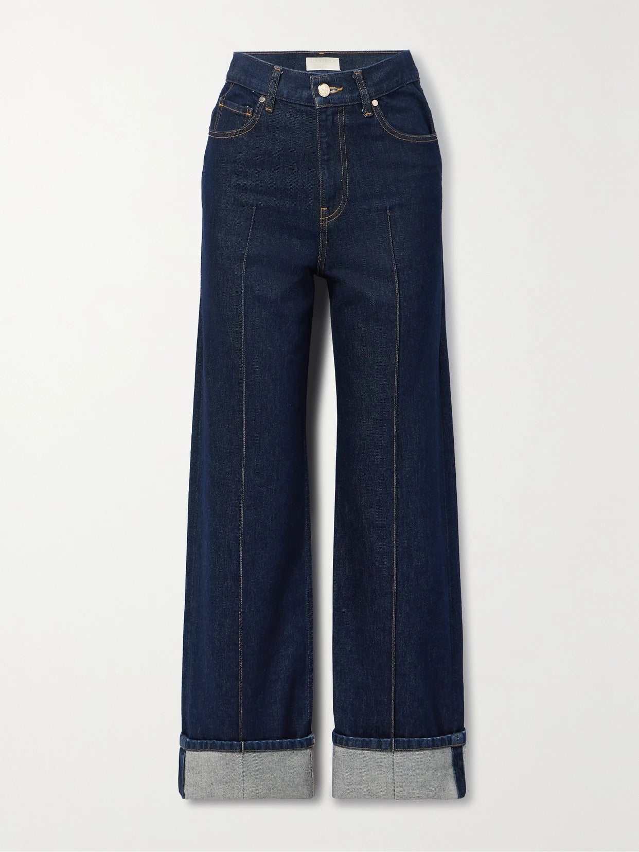 Image of Jeans. Product name - The Genevieve High-rise Wide-leg Jeans in Mid denim colour by brand - Ulla Johnson