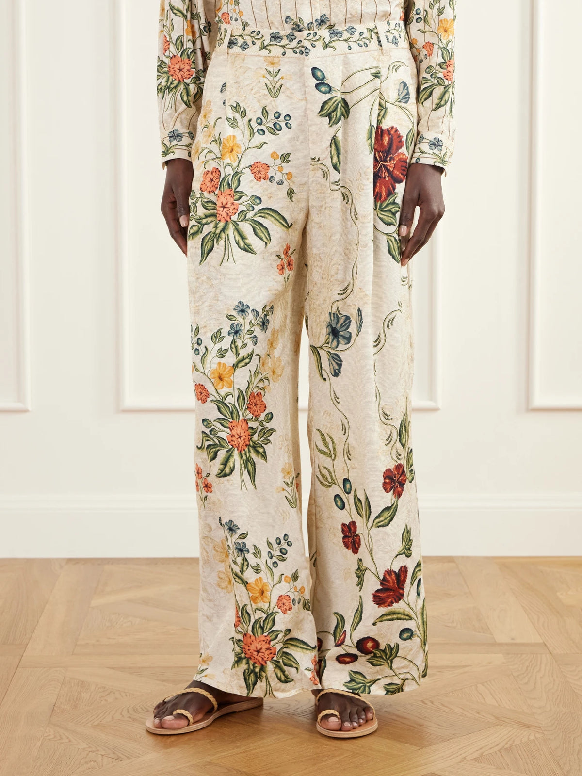 Agua by Agua Bendita Virtud Isolda Floral-jacquard Straight-leg Pants