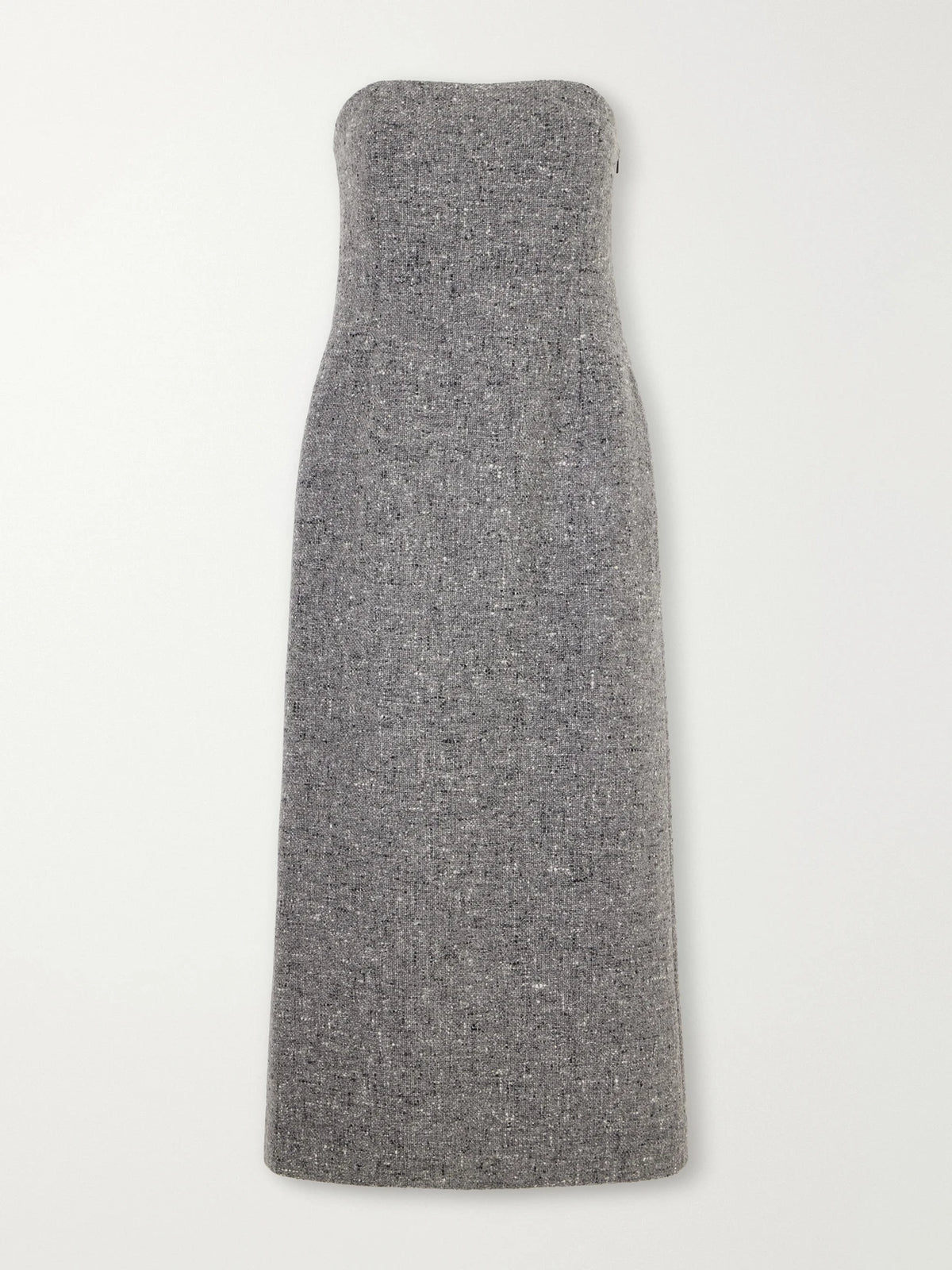 Auralee Strapless Wool-tweed Midi Dress