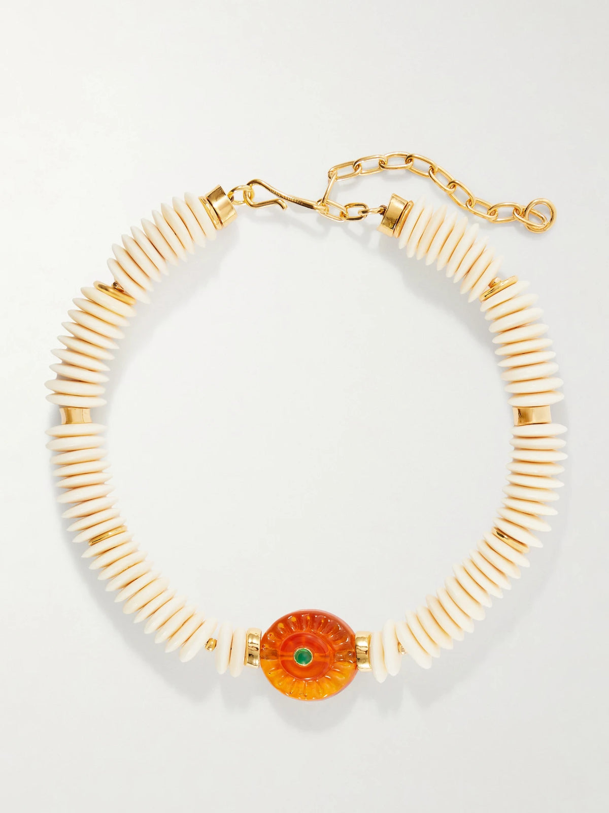 Marisol Gold-plated Bone, Glass And Chrysoprase Beaded Necklace