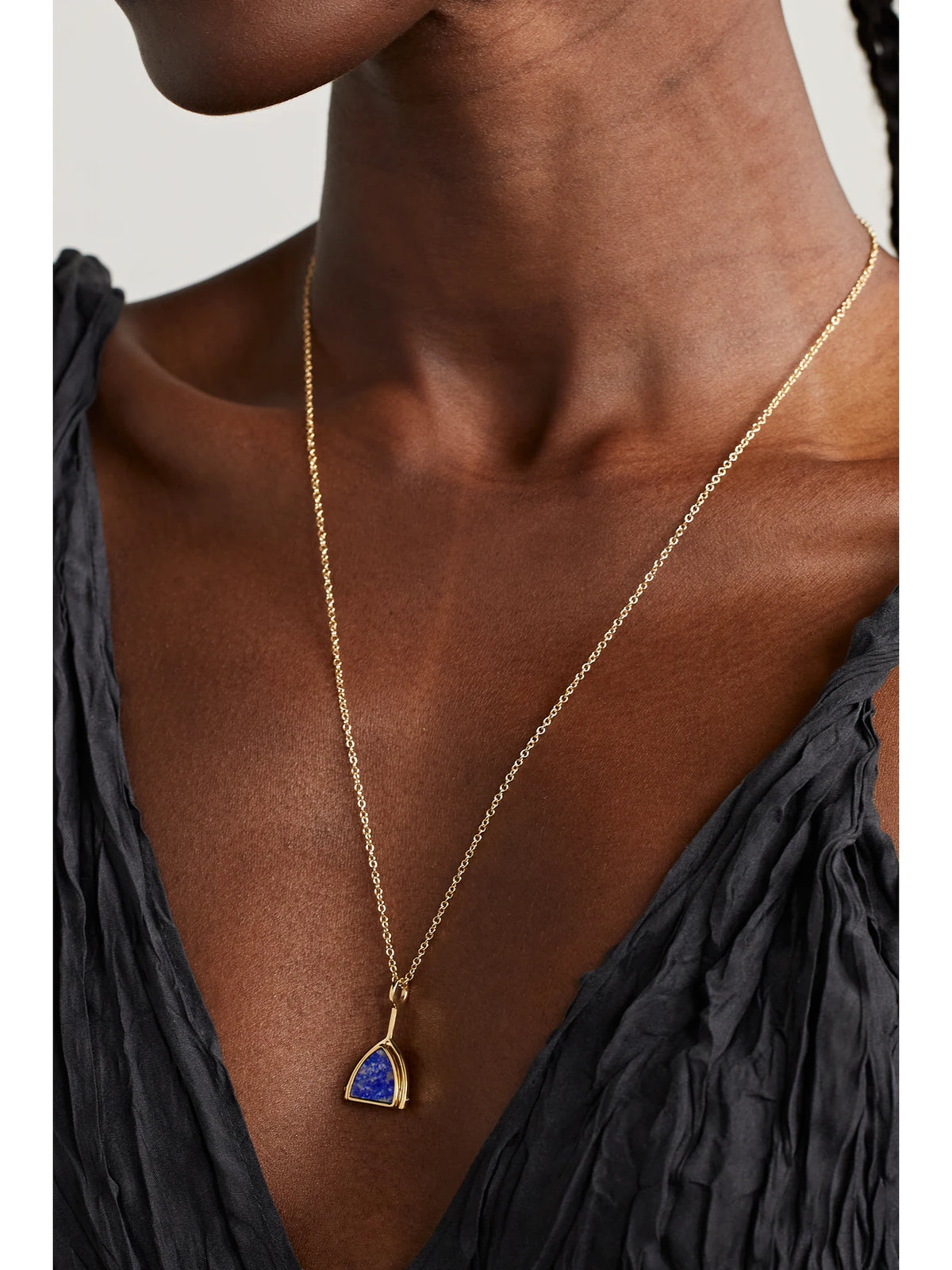 Image of Necklaces. Product name - Flip 14-karat Gold, Lapis Lazuli And Diamond Necklace in Multi colour by brand - Mateo