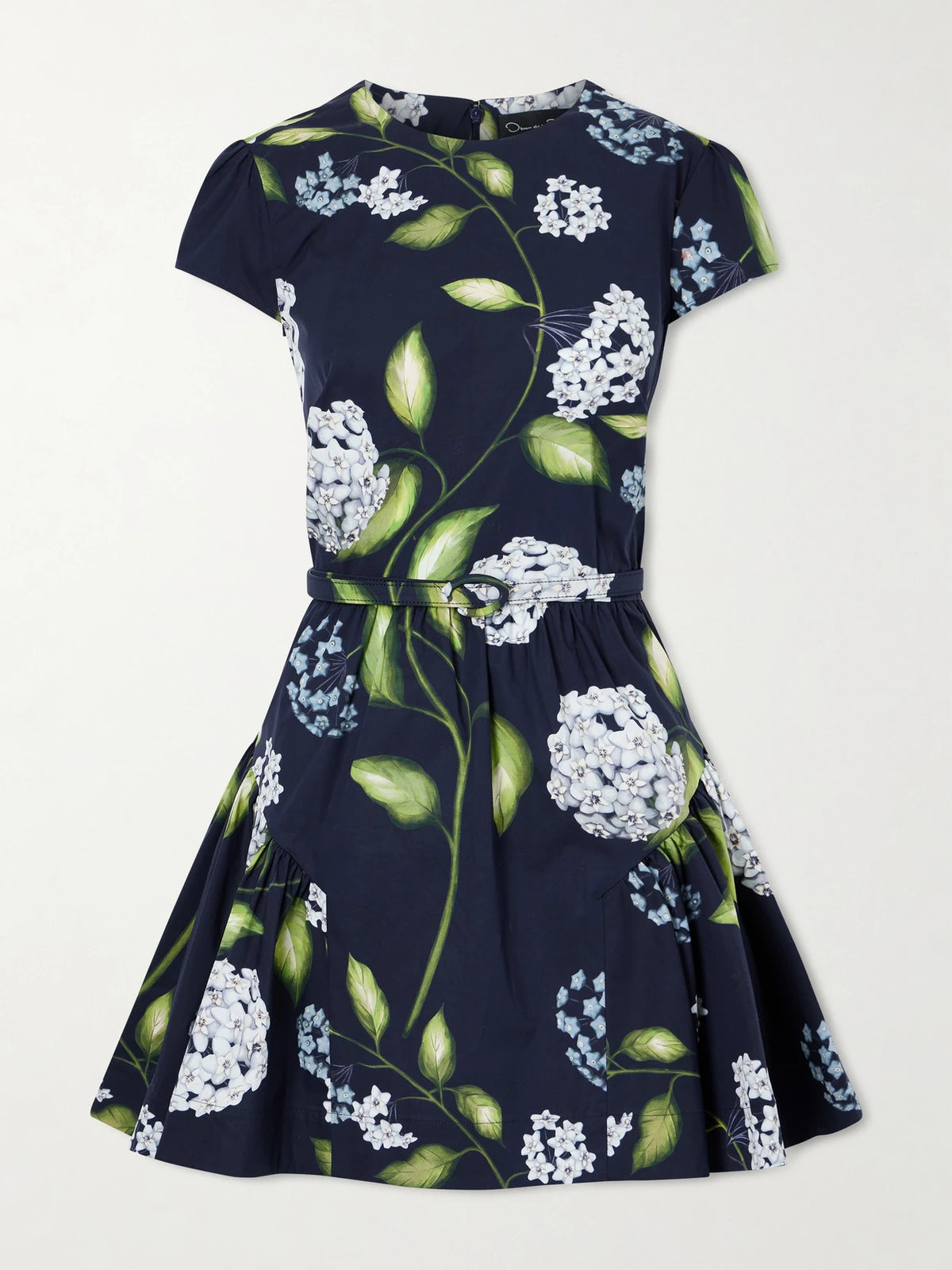 Belted Tiered Floral-print Cotton-blend Poplin Mini Dress