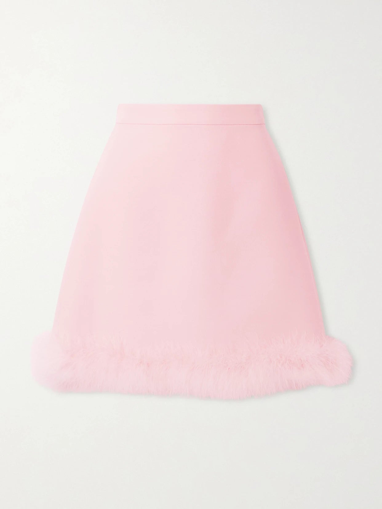 Feather-trimmed Wool And Silk-blend Crepe Mini Skirt