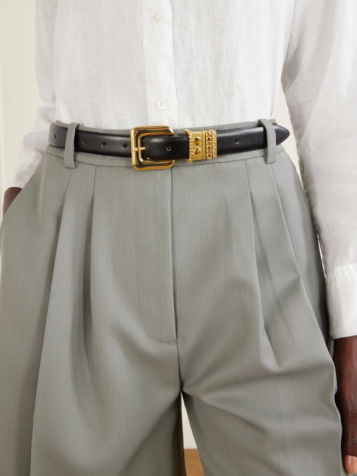 Mara Stone Tiger's Eye-embellished Leather Belt