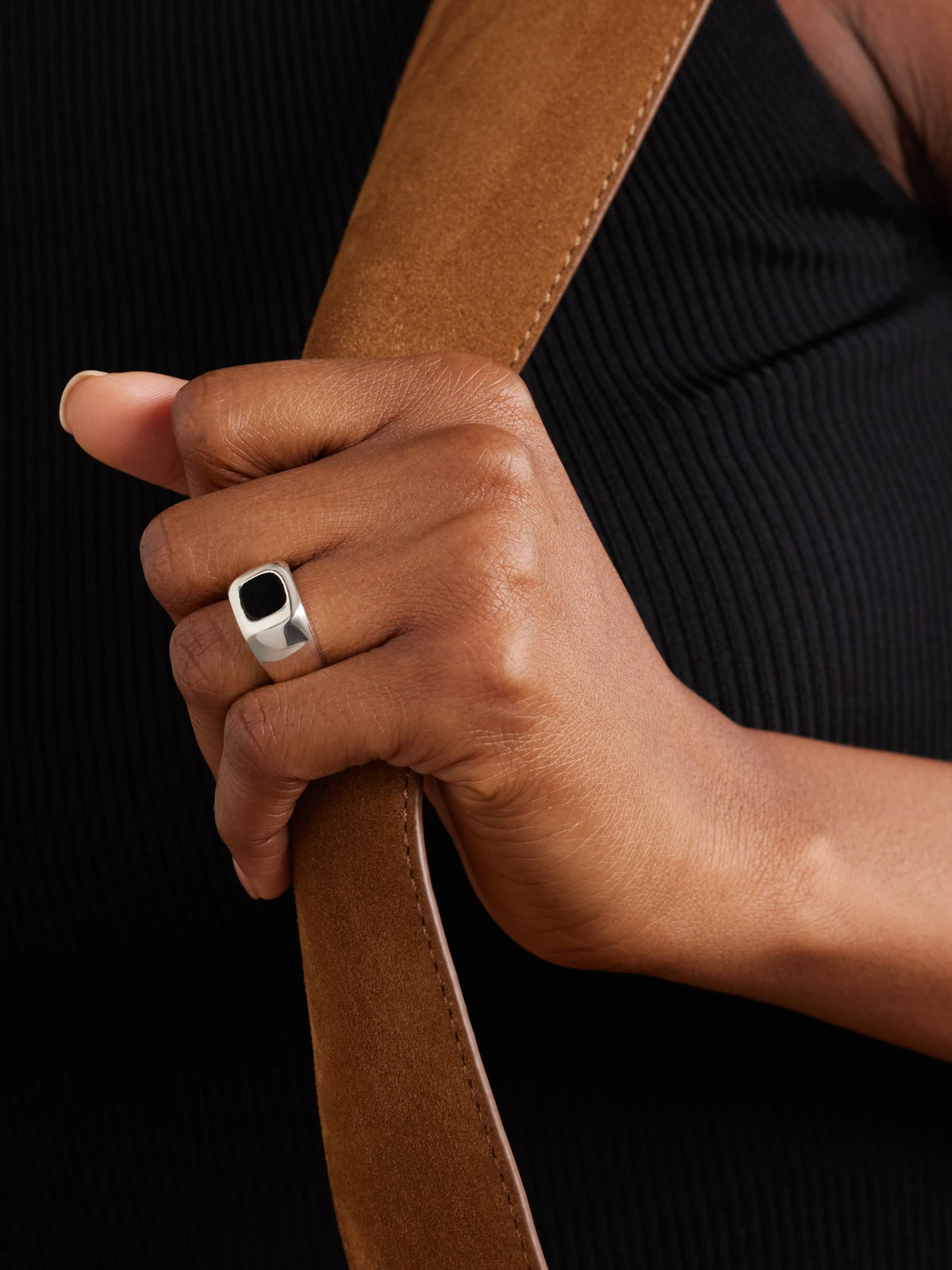 Image of Rings. Product name - Godfather Silver Onyx Ring in Multi colour by brand - Sophie Buhai