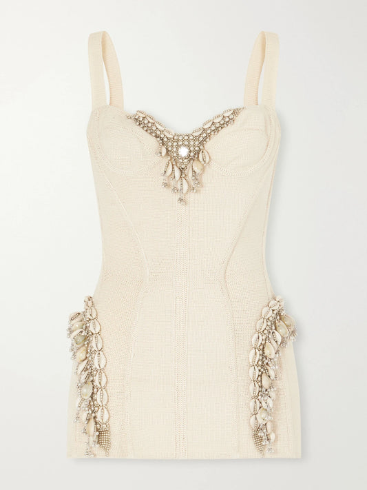 Yoshita 1967 Amanda Embellished Cotton Knitted Corset Top