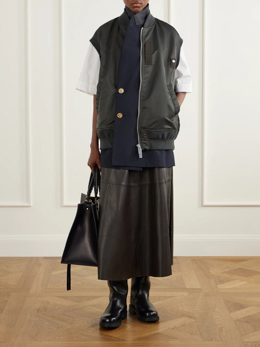 Image of Coats & Jackets. Product name - Button-embellished Twill Vest in Green colour by brand - Sacai