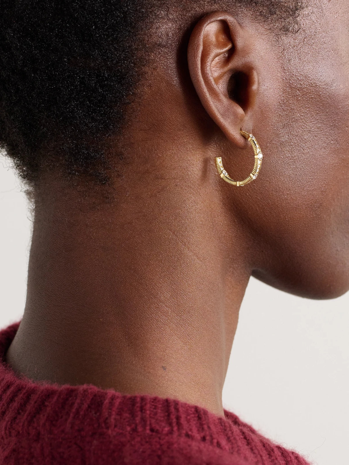 Image of Earrings. Product name - Rayon 18-karat Gold Diamond Hoop Earrings in Multi colour by brand - Viltier