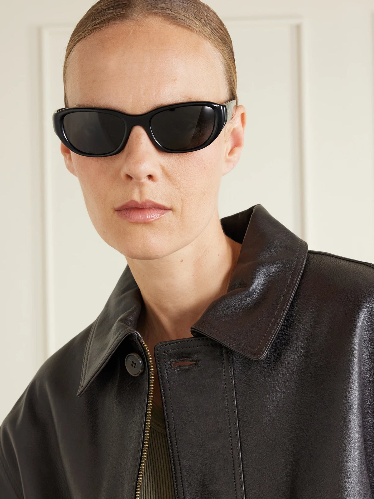 Image of Sunglasses. Product name - Matteo D-frame Acetate Sunglasses in Black colour by brand - LIÉ STUDIO